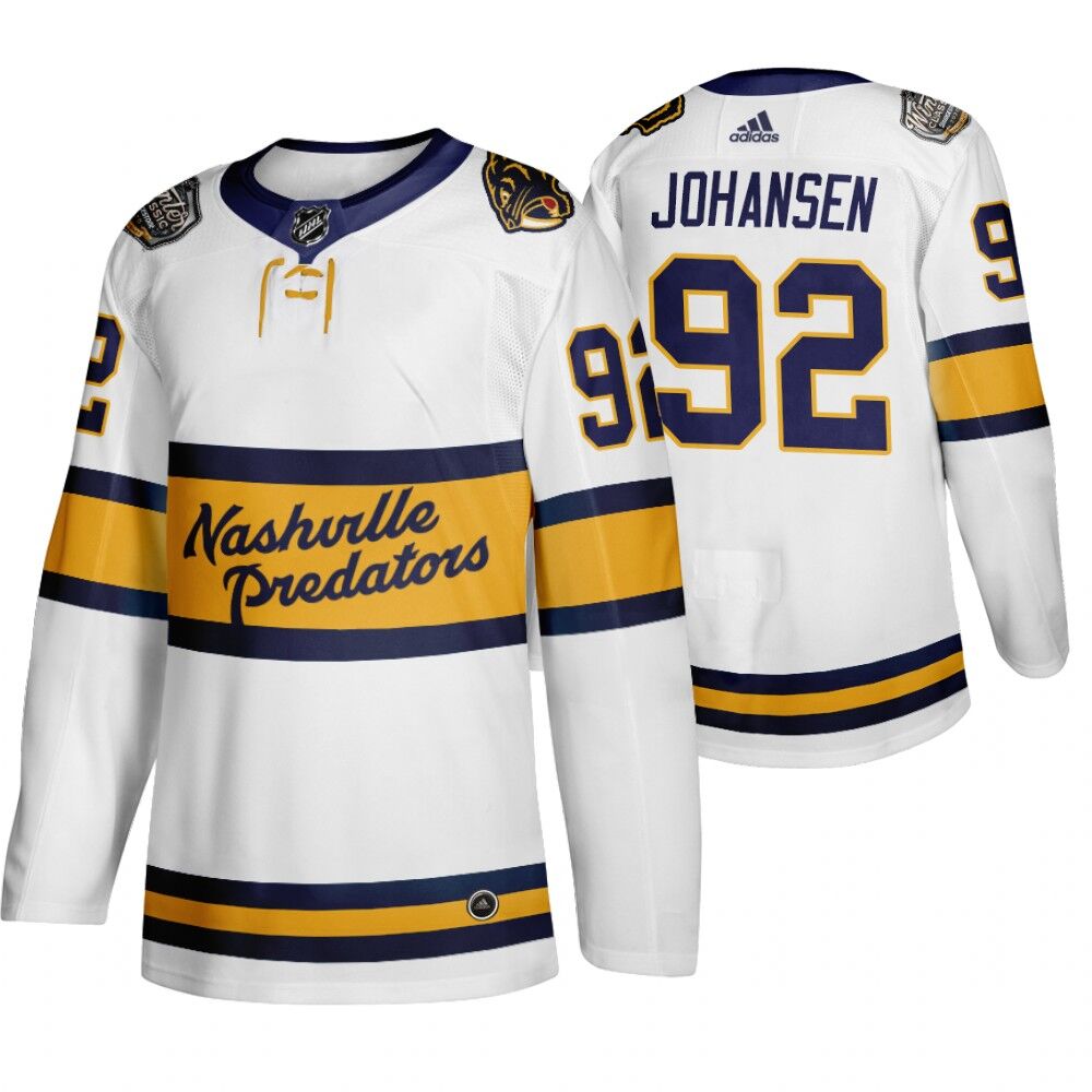 Men's Adidas Nashville Predators #92 Ryan Johansen White Stitched NHL Jersey